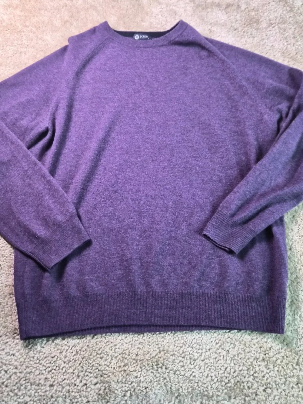 J.CREW Men's Sweater Size Large 100% Merino Wool Pullover Purple Crew Neck G226